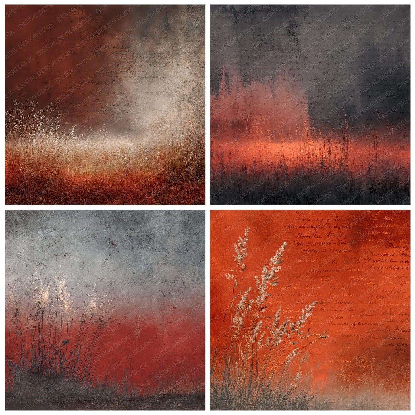 Rust Grass Overlay Digital Paper Pack (DDD003308)