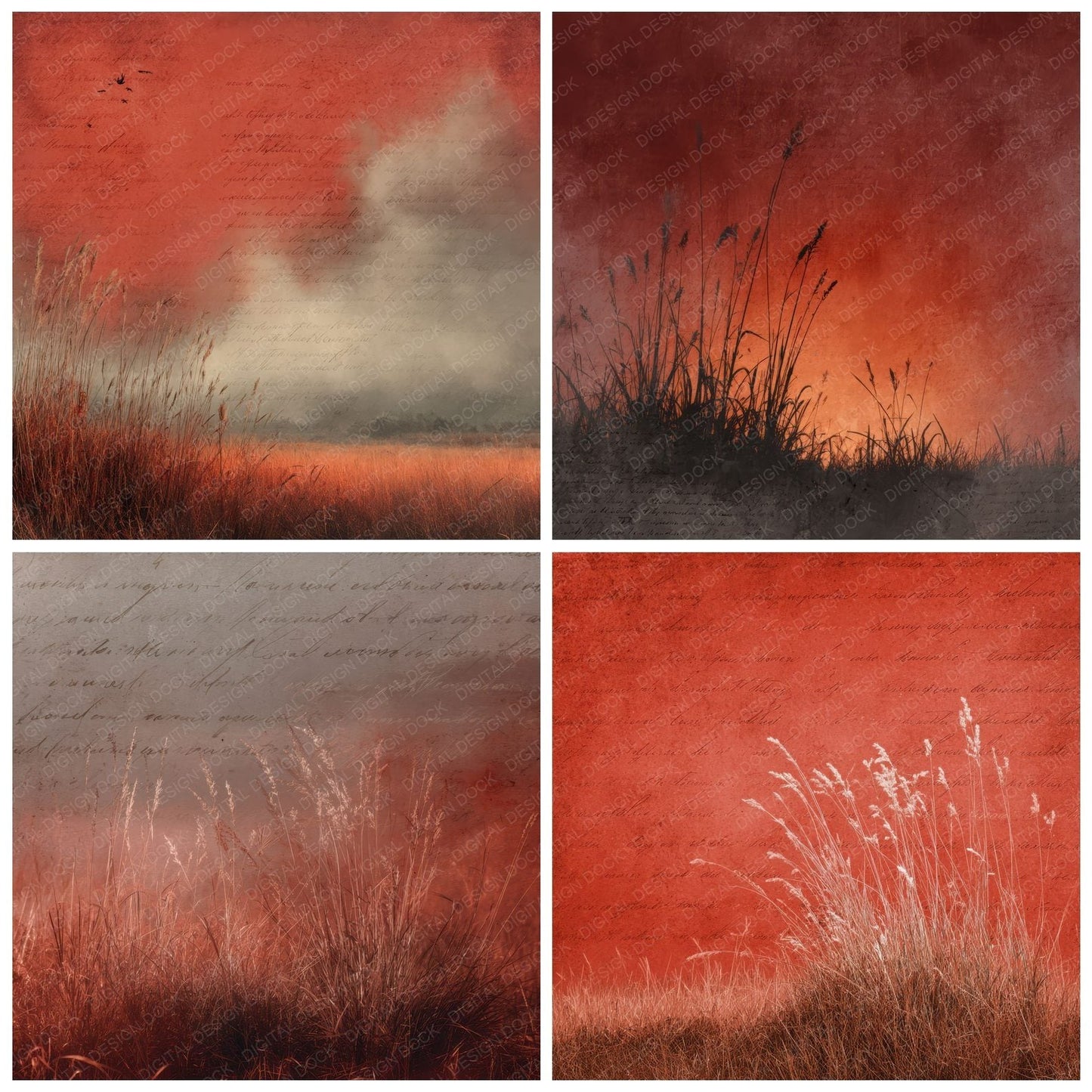 Rust Grass Overlay Digital Paper Pack (DDD003308)