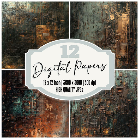 Rusted Circuit Boards Background Digital Paper Pack (DDD003313)
