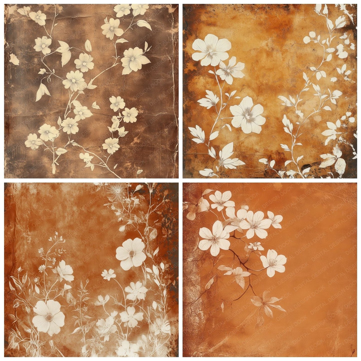 Rusted Floral Imprint Digital Paper Pack (DDD003315)