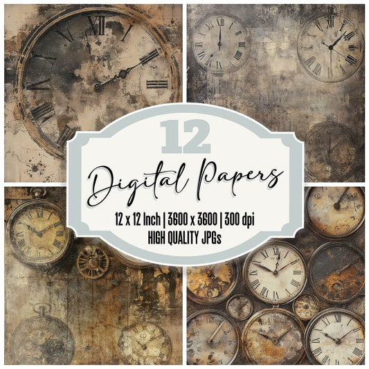 Rusted Pocket Watch Background Digital Paper Pack (DDD003319)