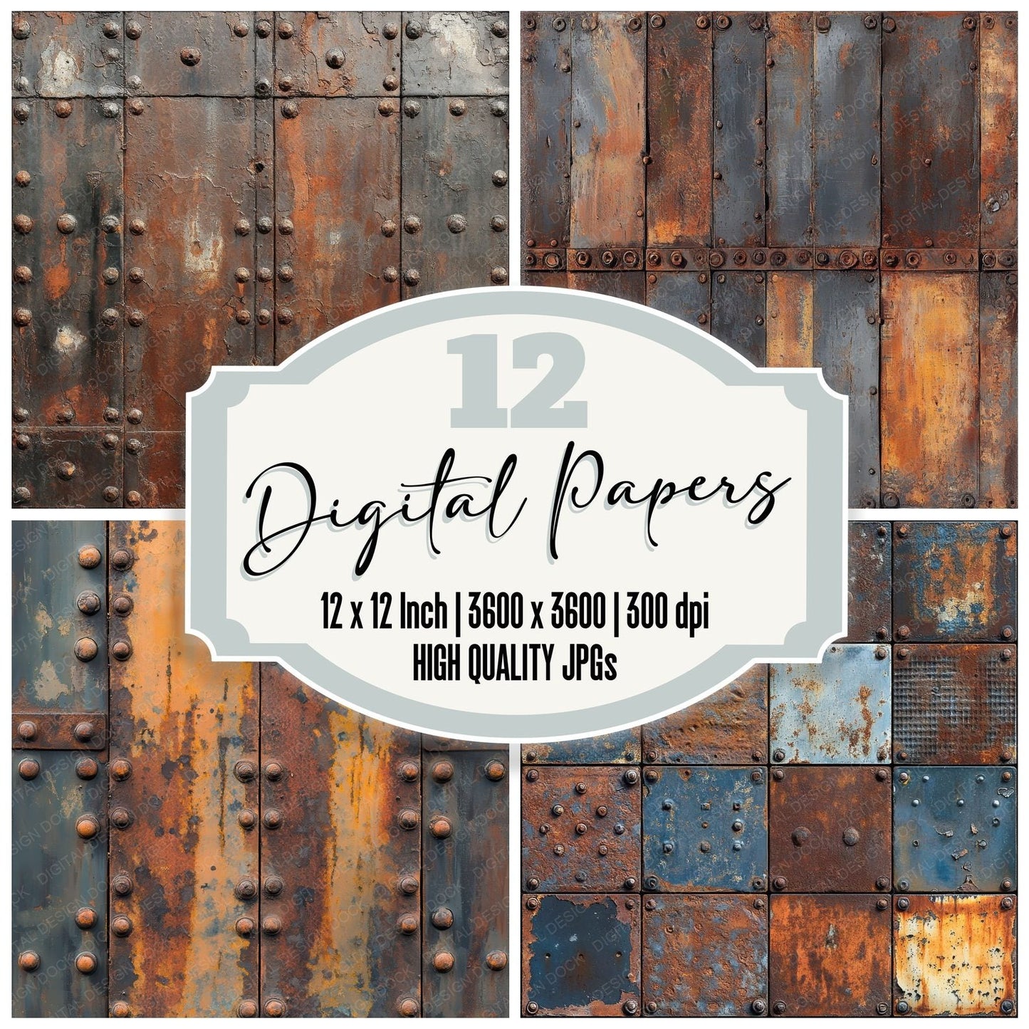 Rusted Steel Grids Digital Paper Pack (DDD003320)
