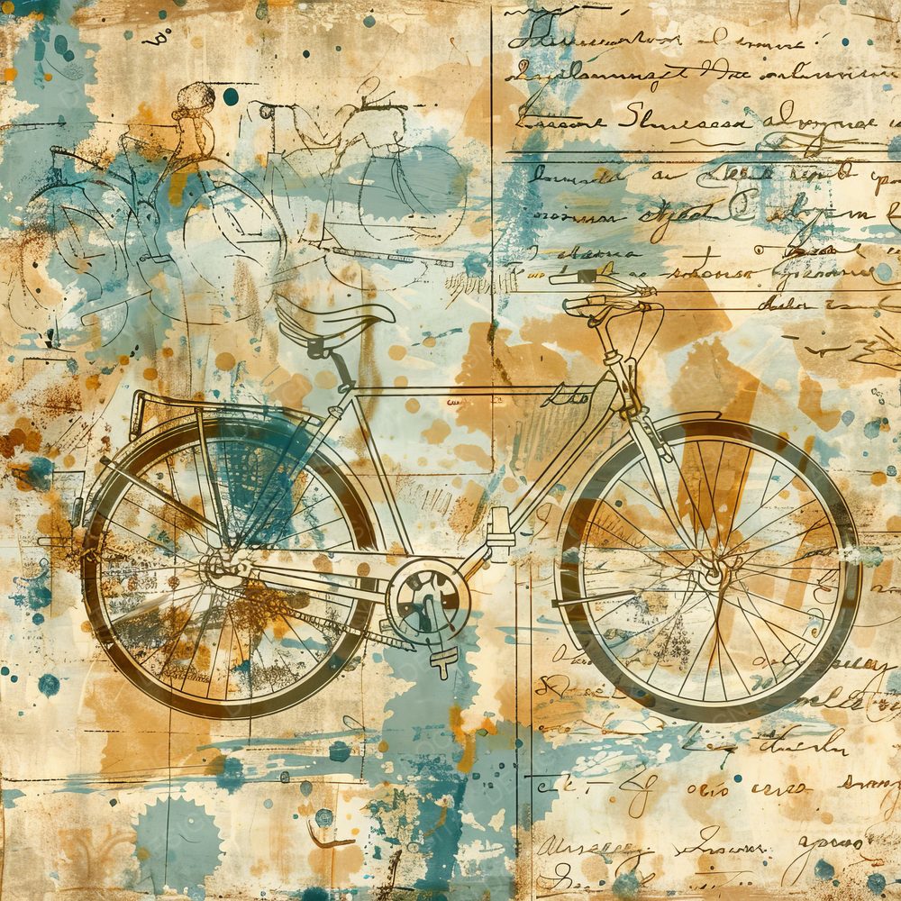 Rustic Bicycle Postcards Digital Paper Pack (DDD003324)