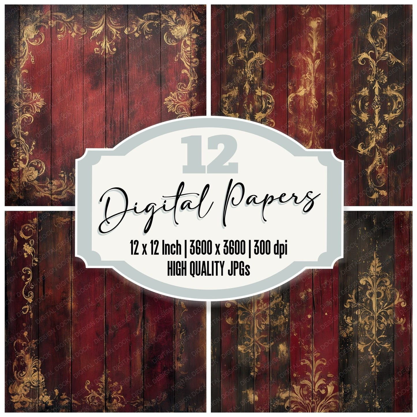 Rustic Rosewood Digital Paper Pack (DDD003326)