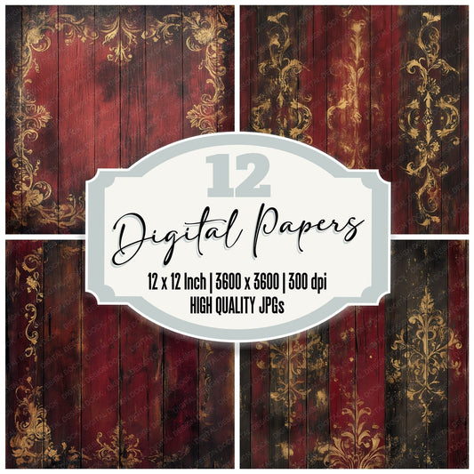 Rustic Rosewood Digital Paper Pack (DDD003326)