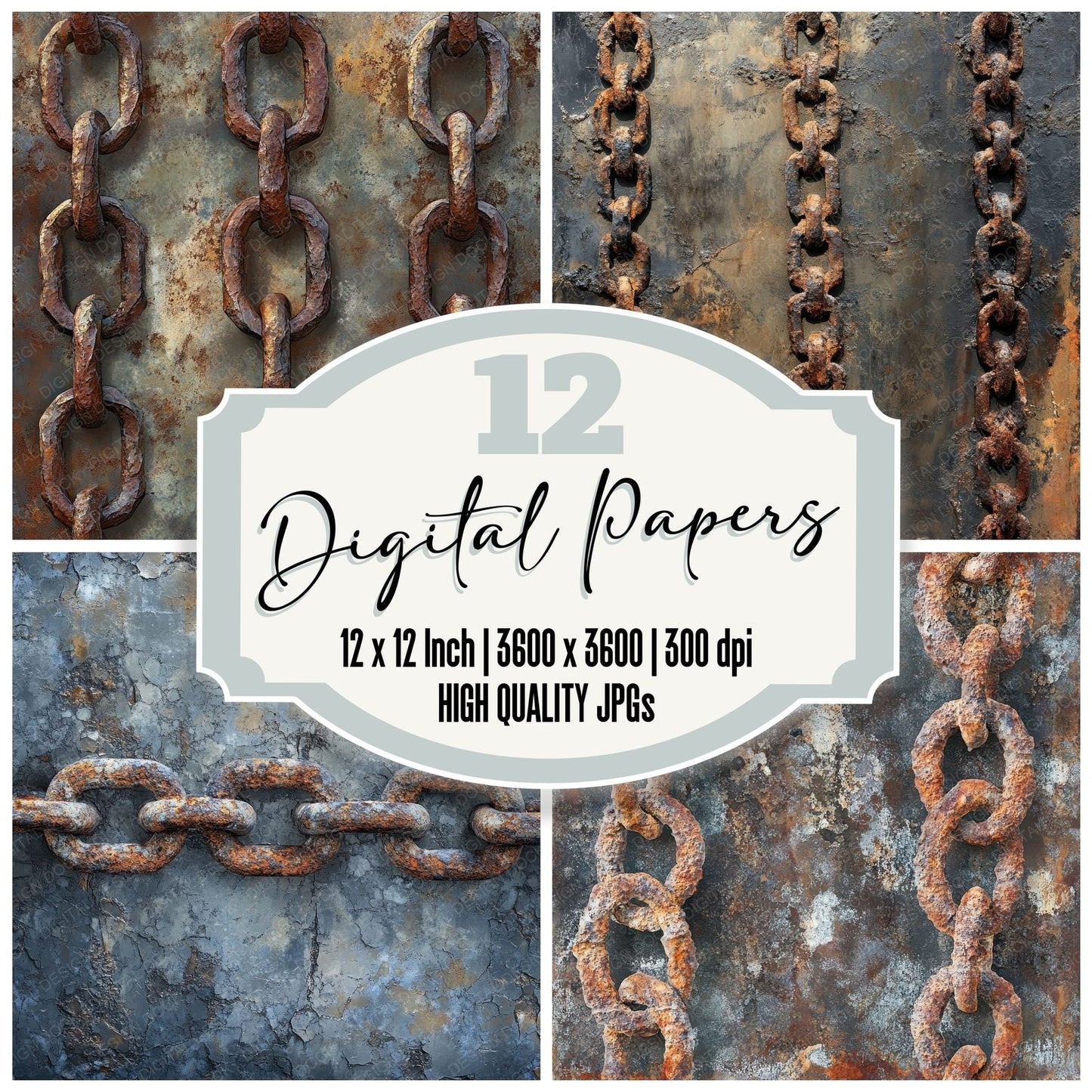 Rusty Chains Background Digital Paper Pack (DDD003330)