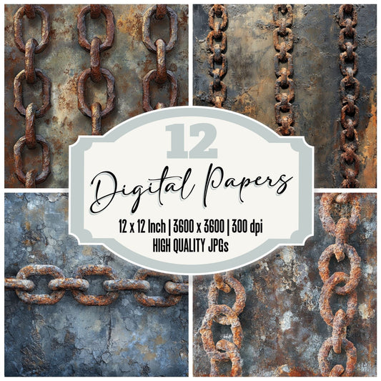Rusty Chains Background Digital Paper Pack (DDD003330)
