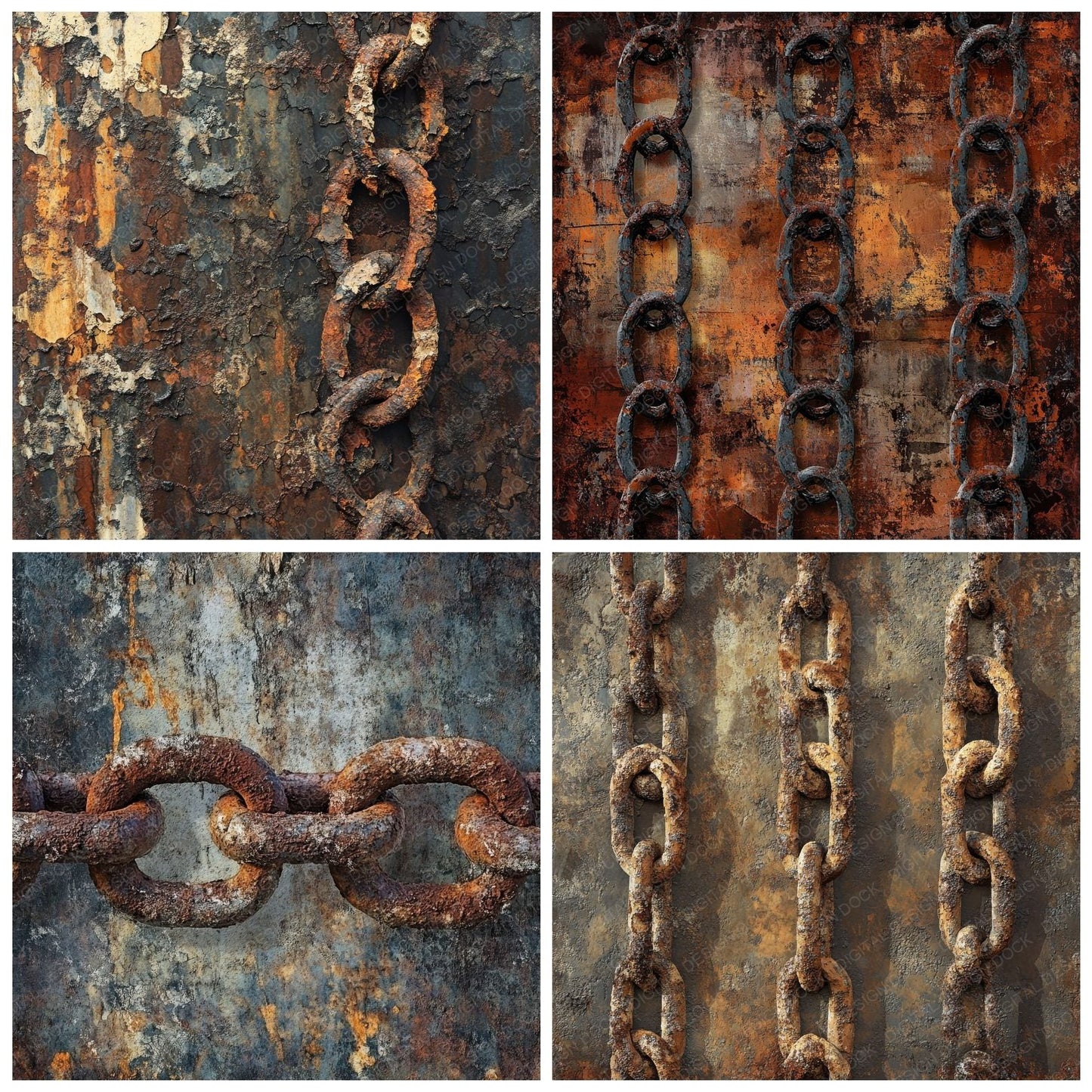 Rusty Chains Background Digital Paper Pack (DDD003330)