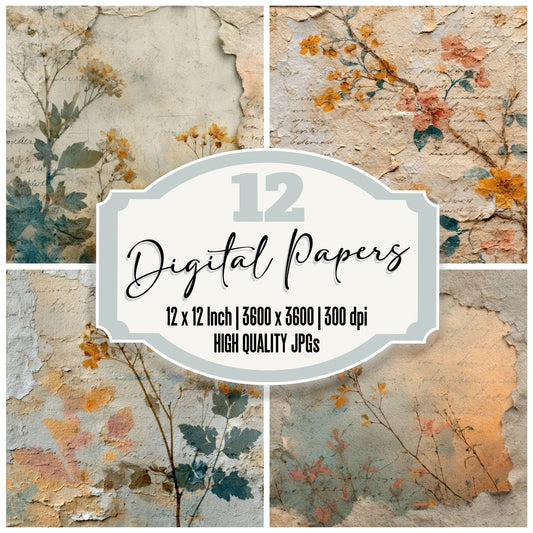 Saffron Teal Wax Script Digital Paper Pack (DDD003337)
