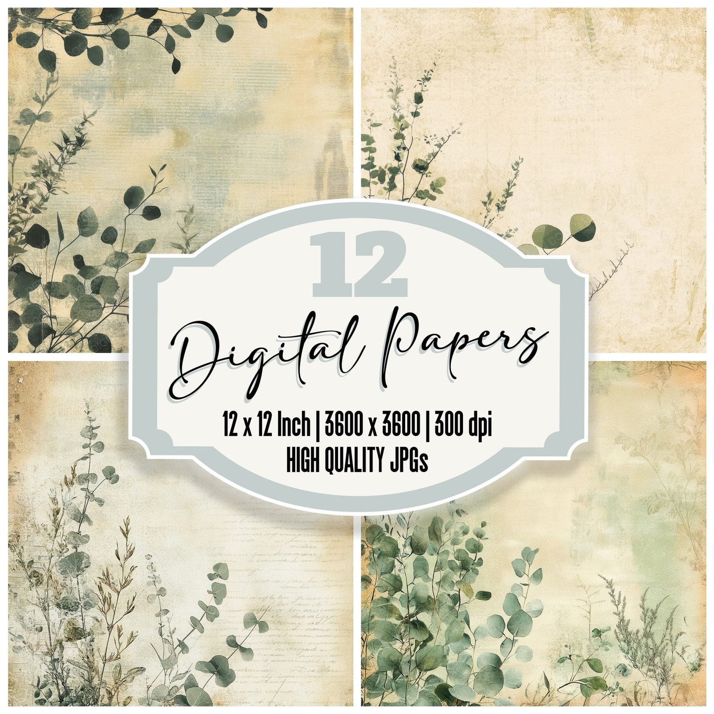 Sage Eucalyptus Journal Digital Paper Pack (DDD003343)