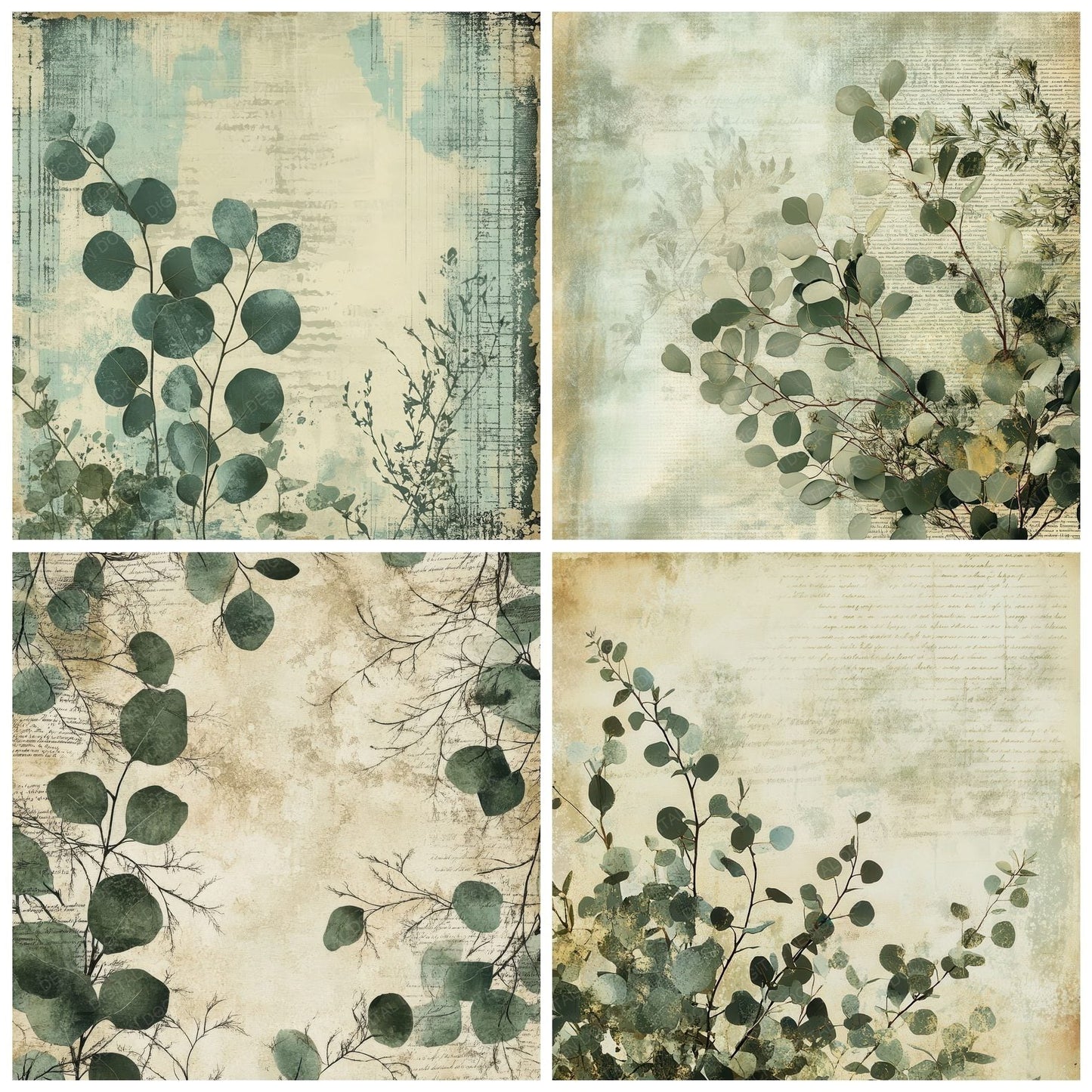 Sage Eucalyptus Journal Digital Paper Pack (DDD003343)