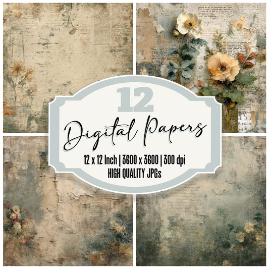 Sage Ink Botanical Glyphs Digital Paper Pack (DDD003351)