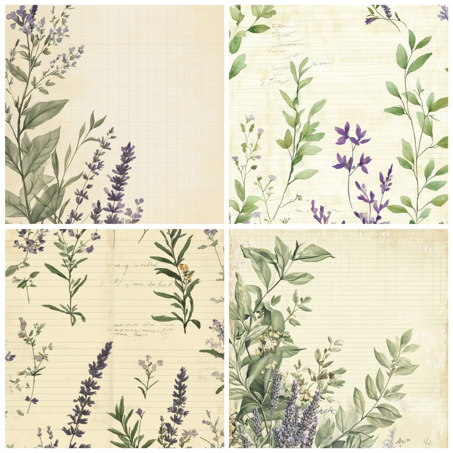 Sage Lavender Notes Digital Paper Pack (DDD003352)
