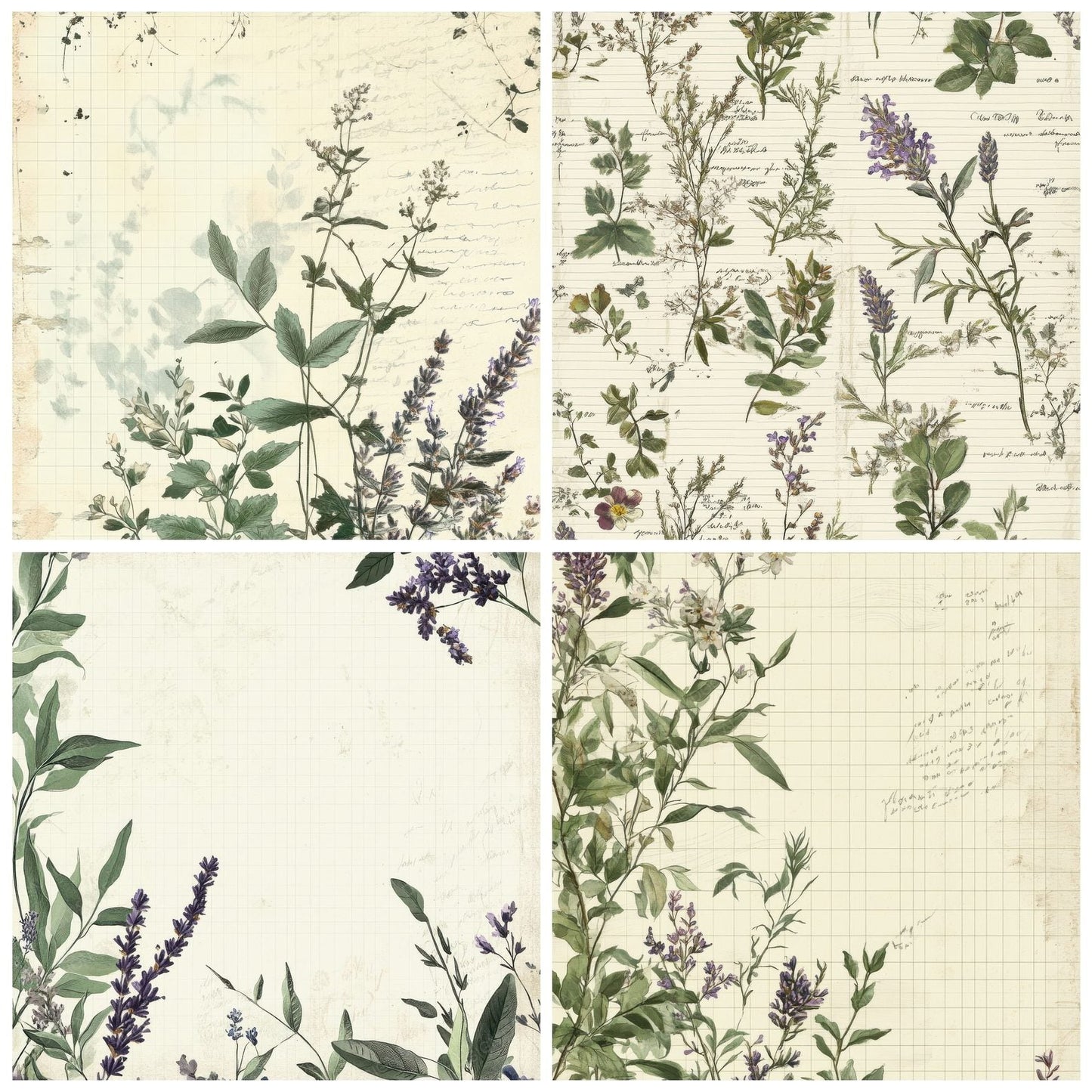 Sage Lavender Notes Digital Paper Pack (DDD003352)