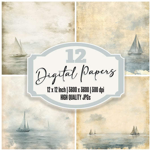 Sailboat Sky Shoreline Digital Paper Pack (DDD003360)