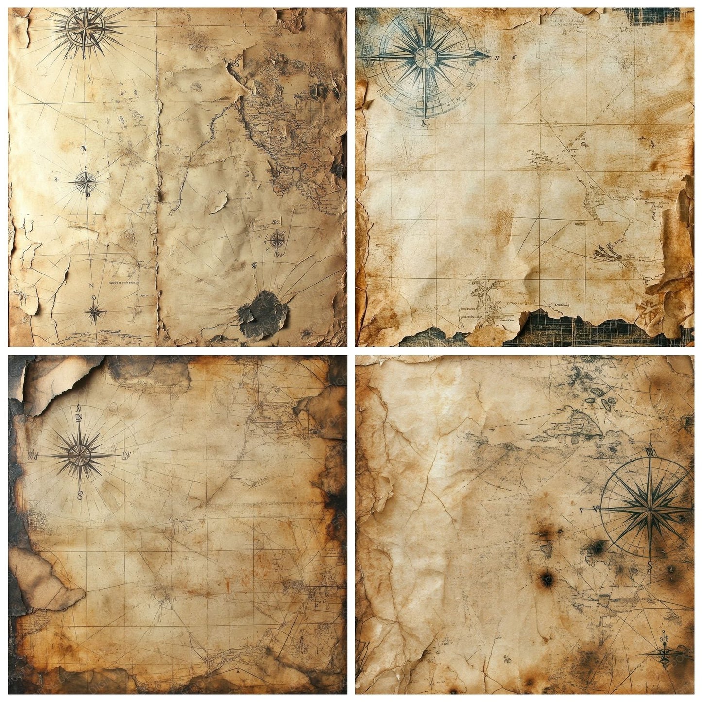 Salt Stained Maps Digital Paper Pack (DDD003367)
