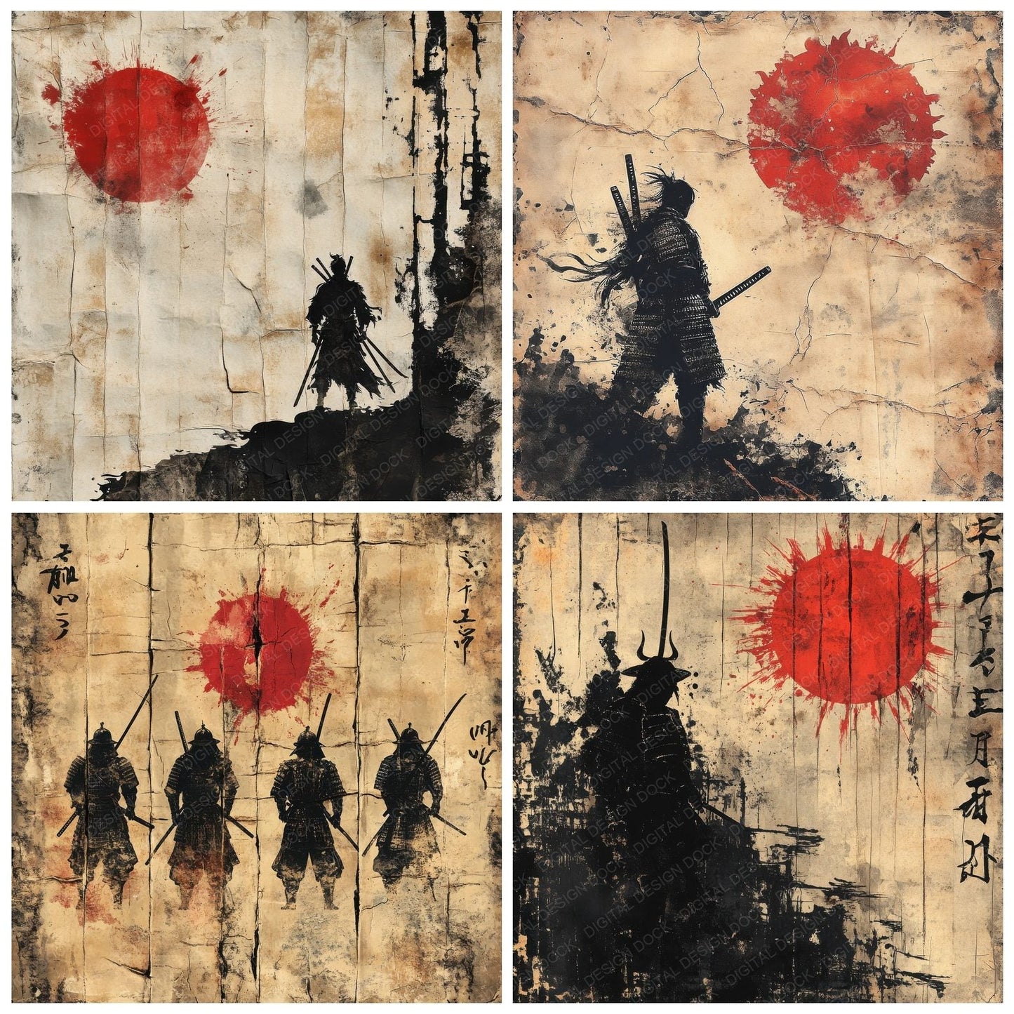 Samurai Katana Silk Digital Paper Pack (DDD003368)
