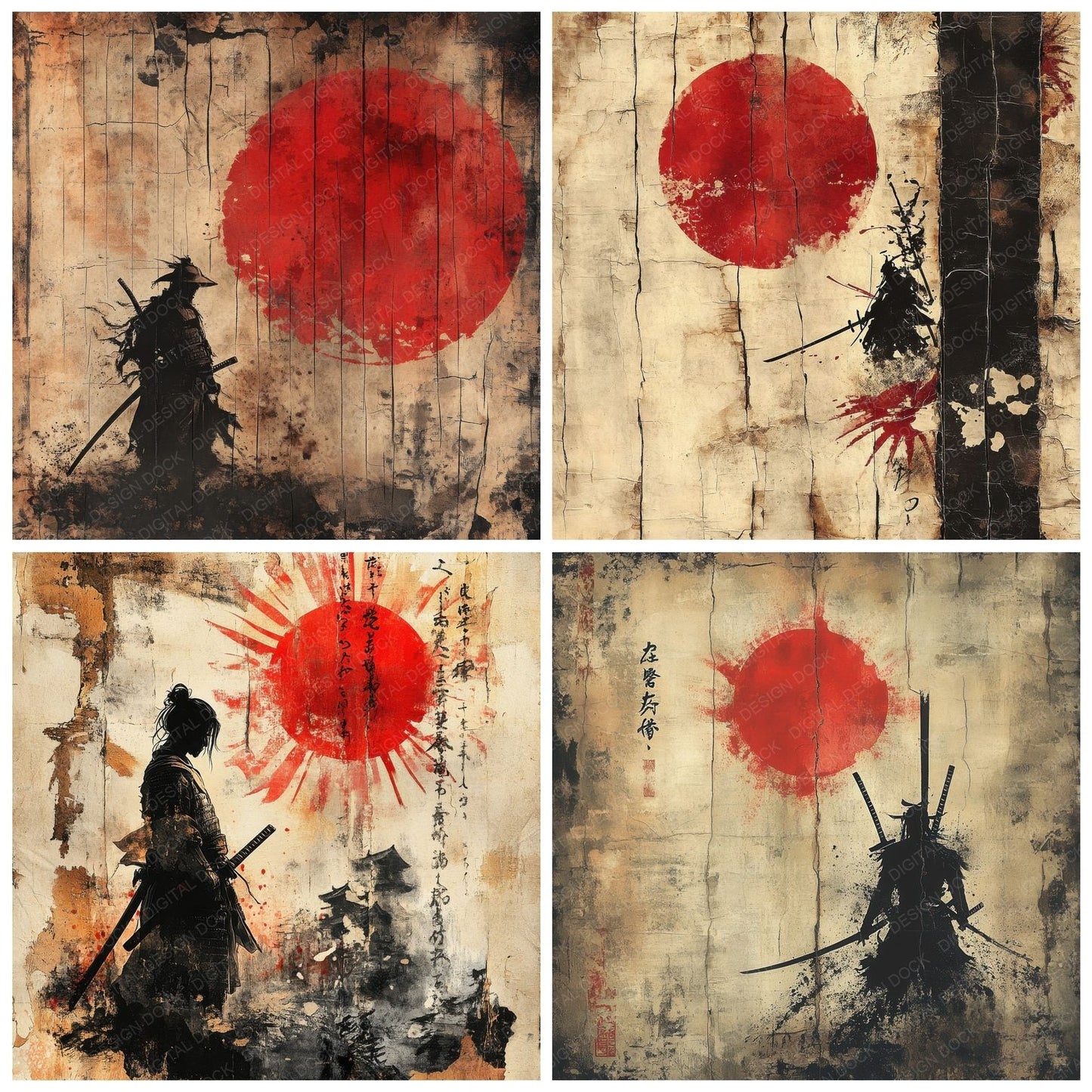 Samurai Katana Silk Digital Paper Pack (DDD003368)