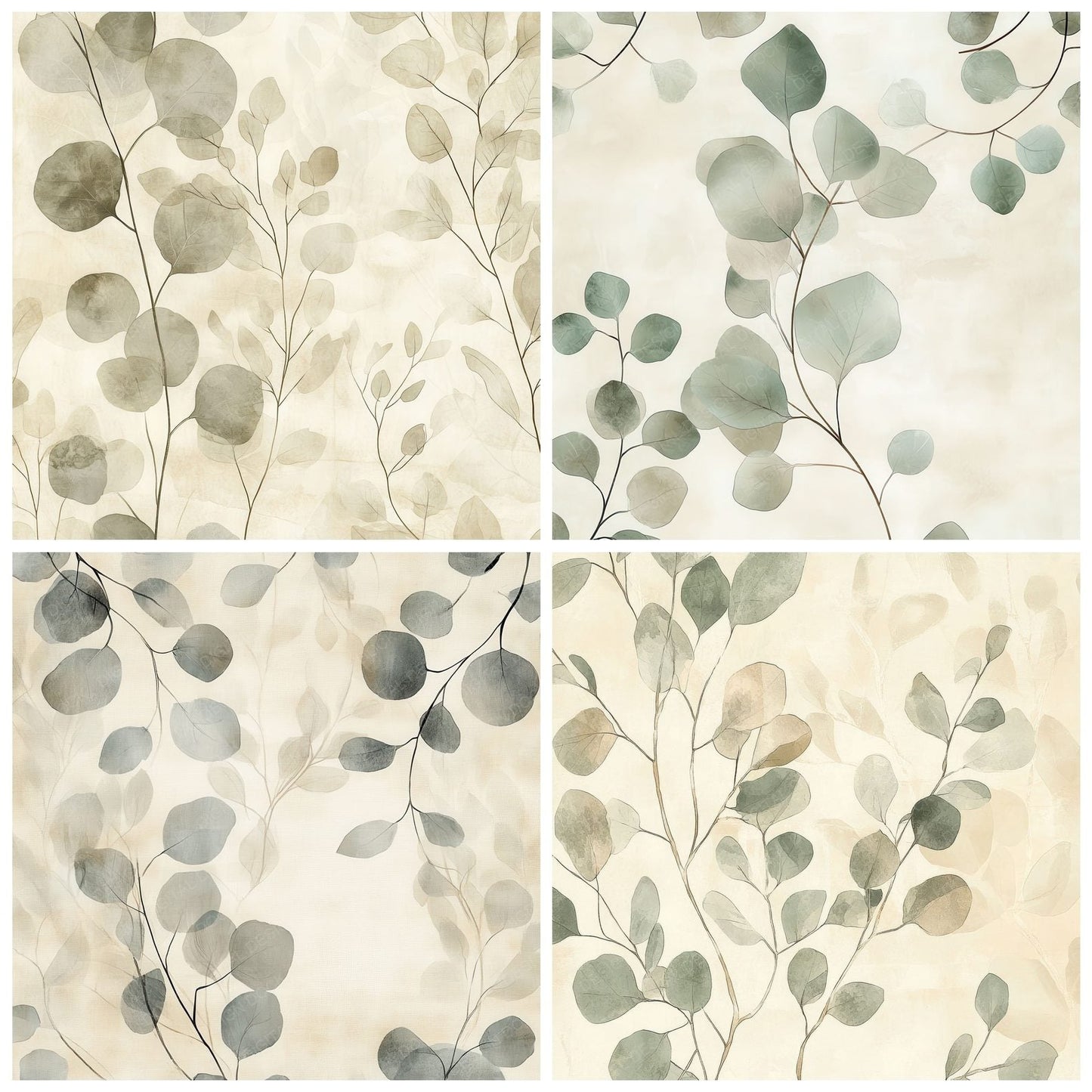 Sand Eucalyptus Sketch Digital Paper Pack (DDD003373)
