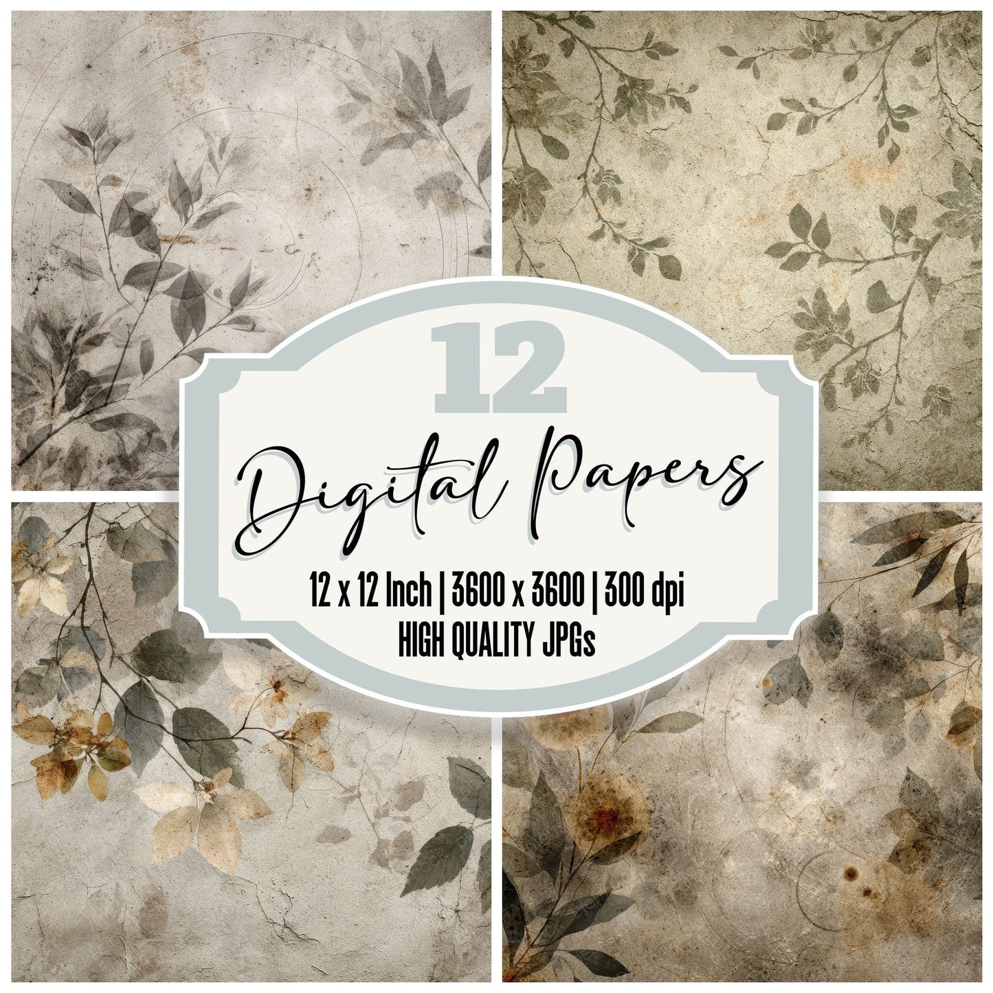 Sandstone Leaf Ink Stencil Digital Paper Pack (DDD003382)