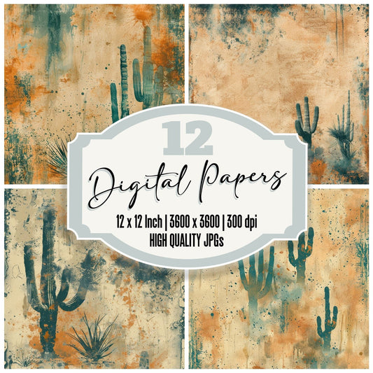 Sandy Beige Cactus Digital Paper Pack (DDD003387)
