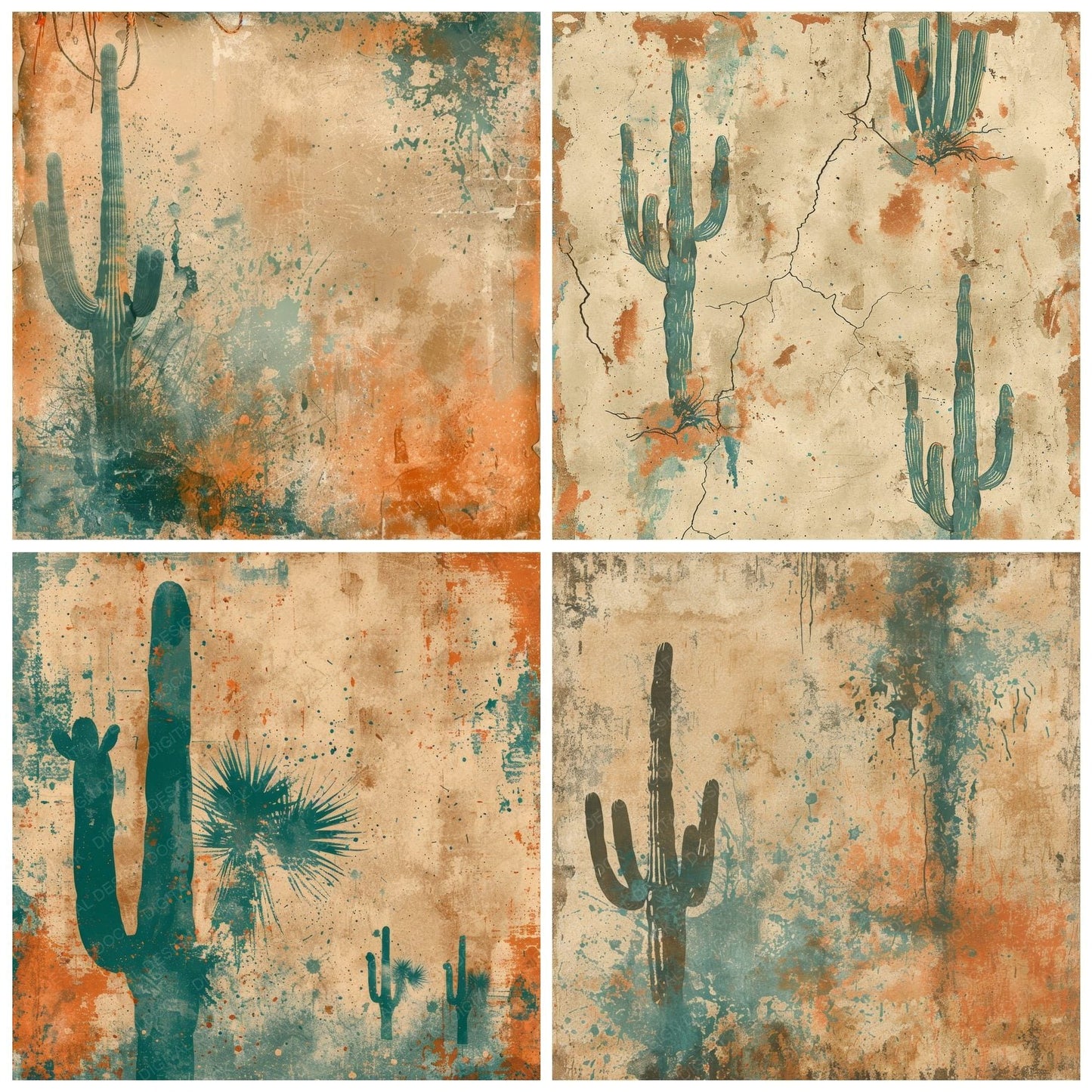 Sandy Beige Cactus Digital Paper Pack (DDD003387)