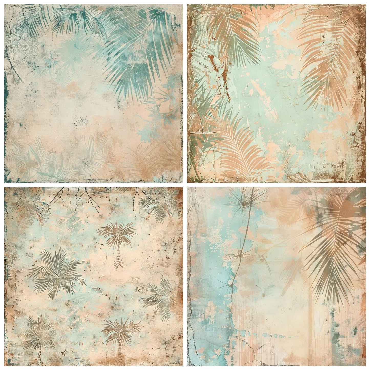 Sandy Tone Coconut Palm Leaves Digital Paper Pack (DDD003388)
