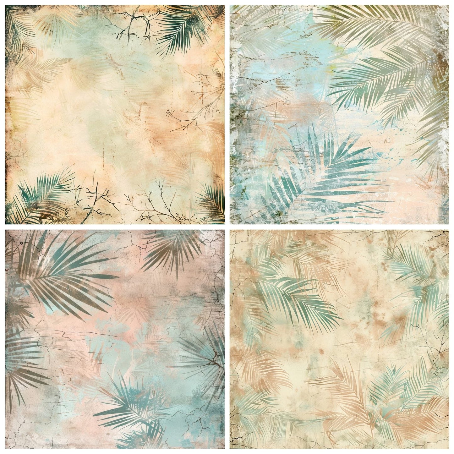 Sandy Tone Coconut Palm Leaves Digital Paper Pack (DDD003388)