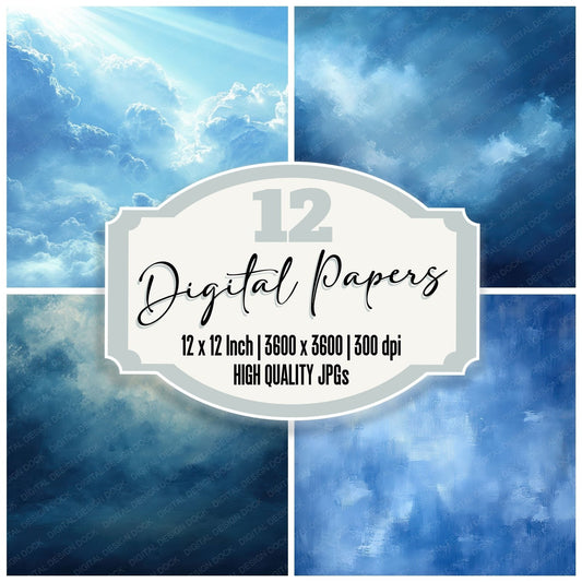 Sapphire Cumulus Sweep Digital Paper Pack (DDD003391)