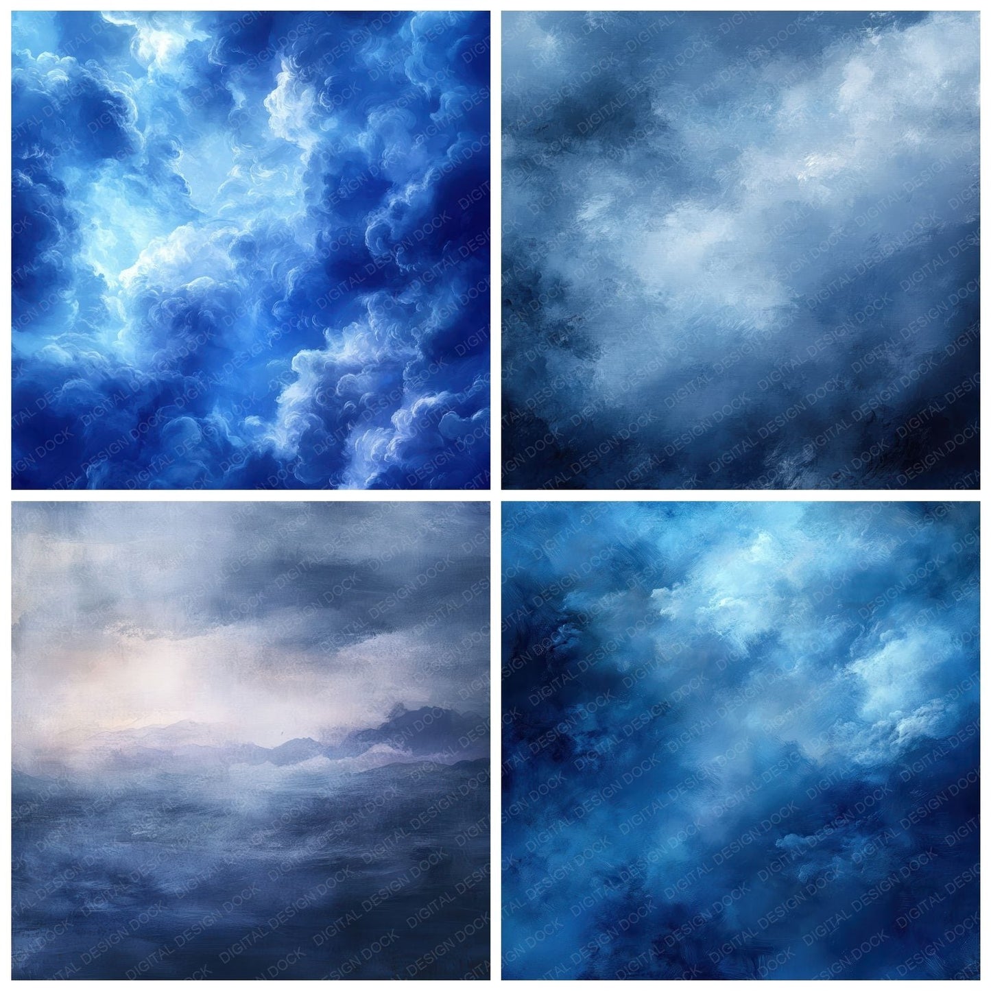 Sapphire Cumulus Sweep Digital Paper Pack (DDD003391)