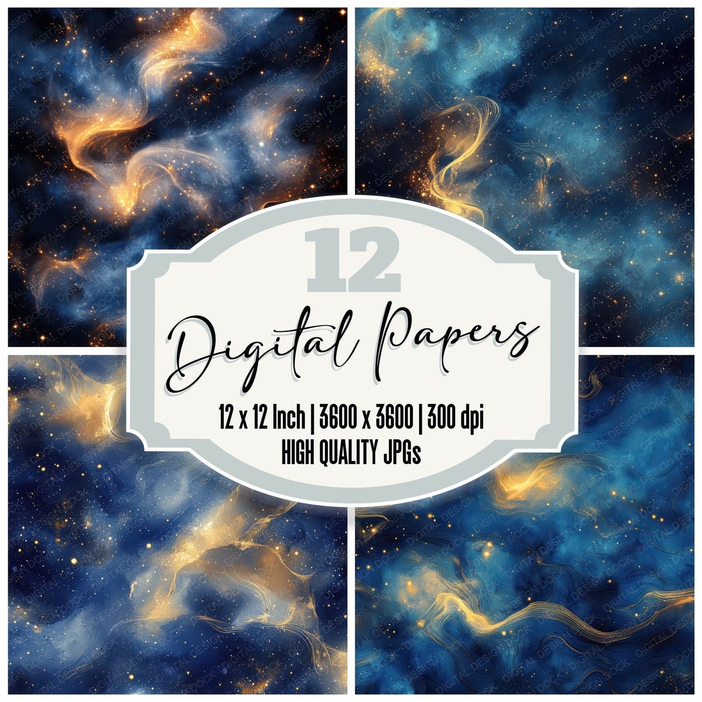 Sapphire Gold Constellation Digital Paper Pack (DDD003394)