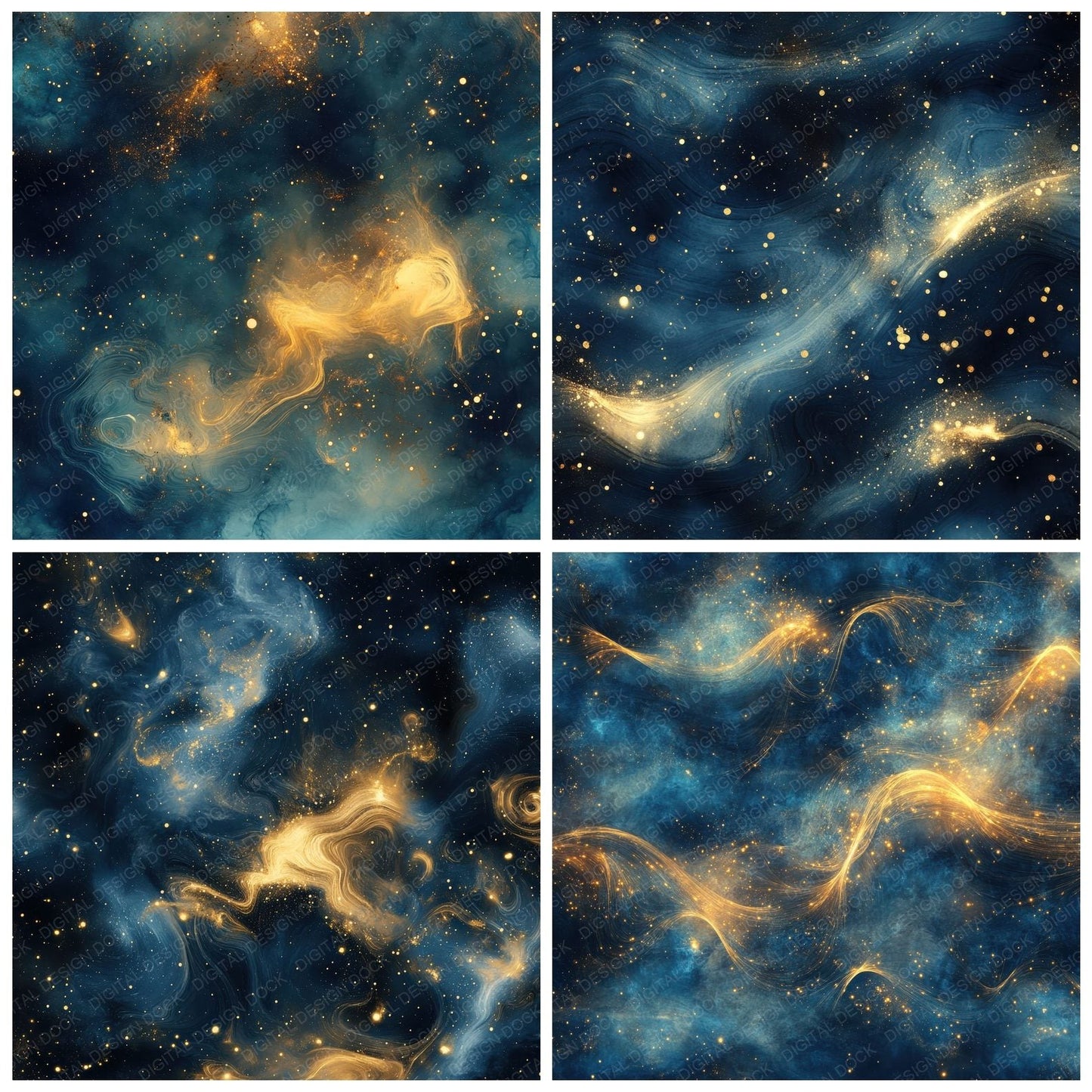 Sapphire Gold Constellation Digital Paper Pack (DDD003394)