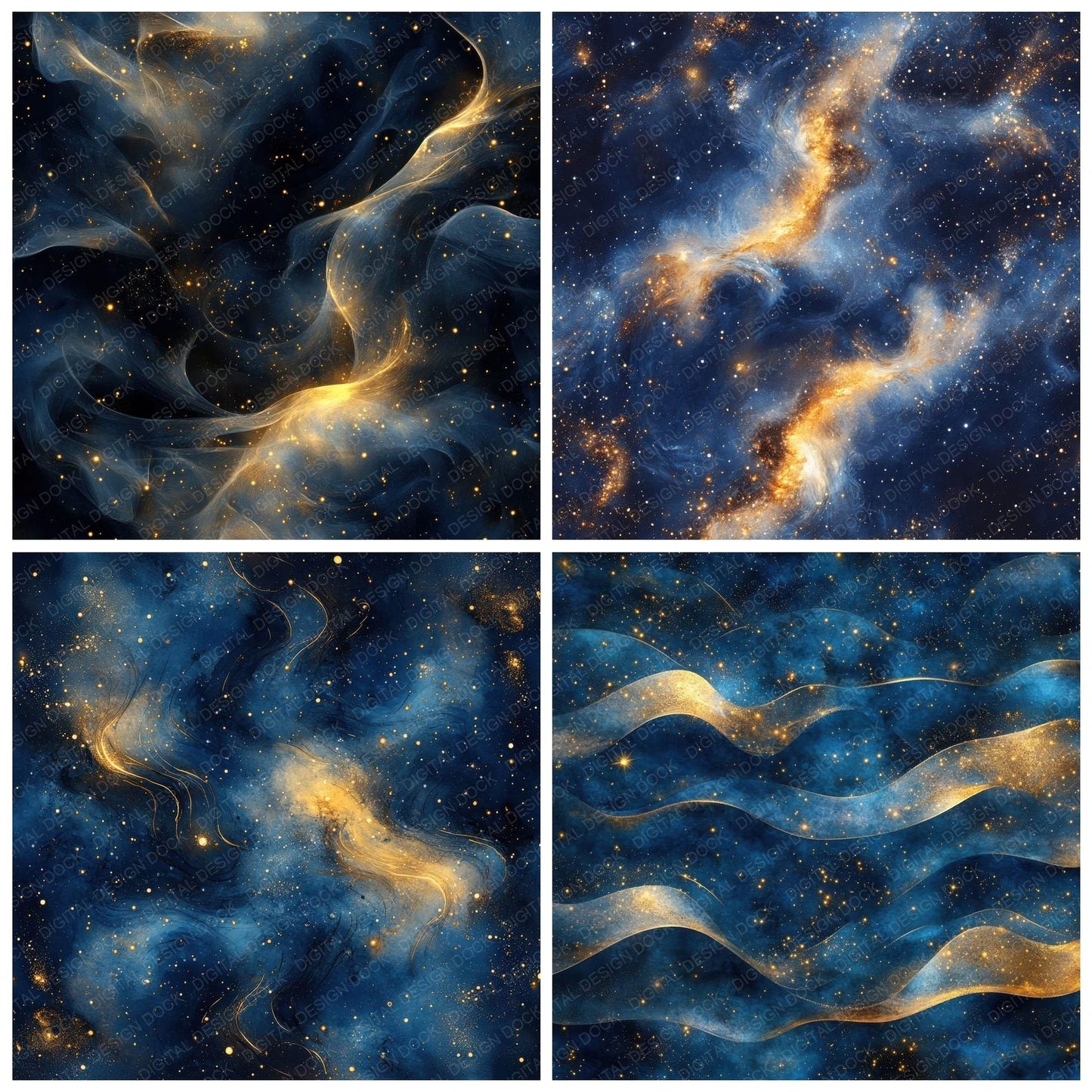 Sapphire Gold Constellation Digital Paper Pack (DDD003394)