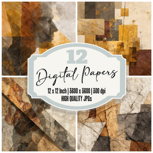 Schiele Line Texture Ochre Sketch Digital Paper Pack (DDD003407)