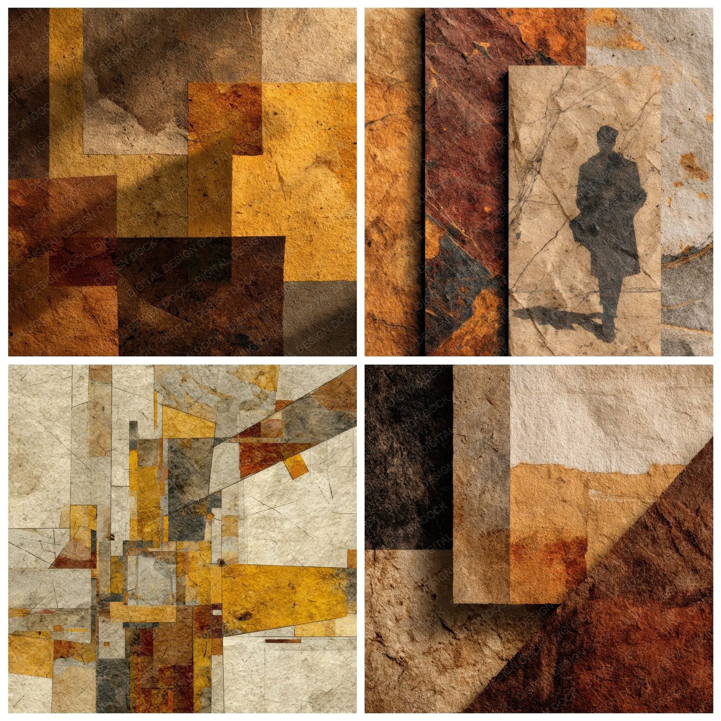 Schiele Line Texture Ochre Sketch Digital Paper Pack (DDD003407)