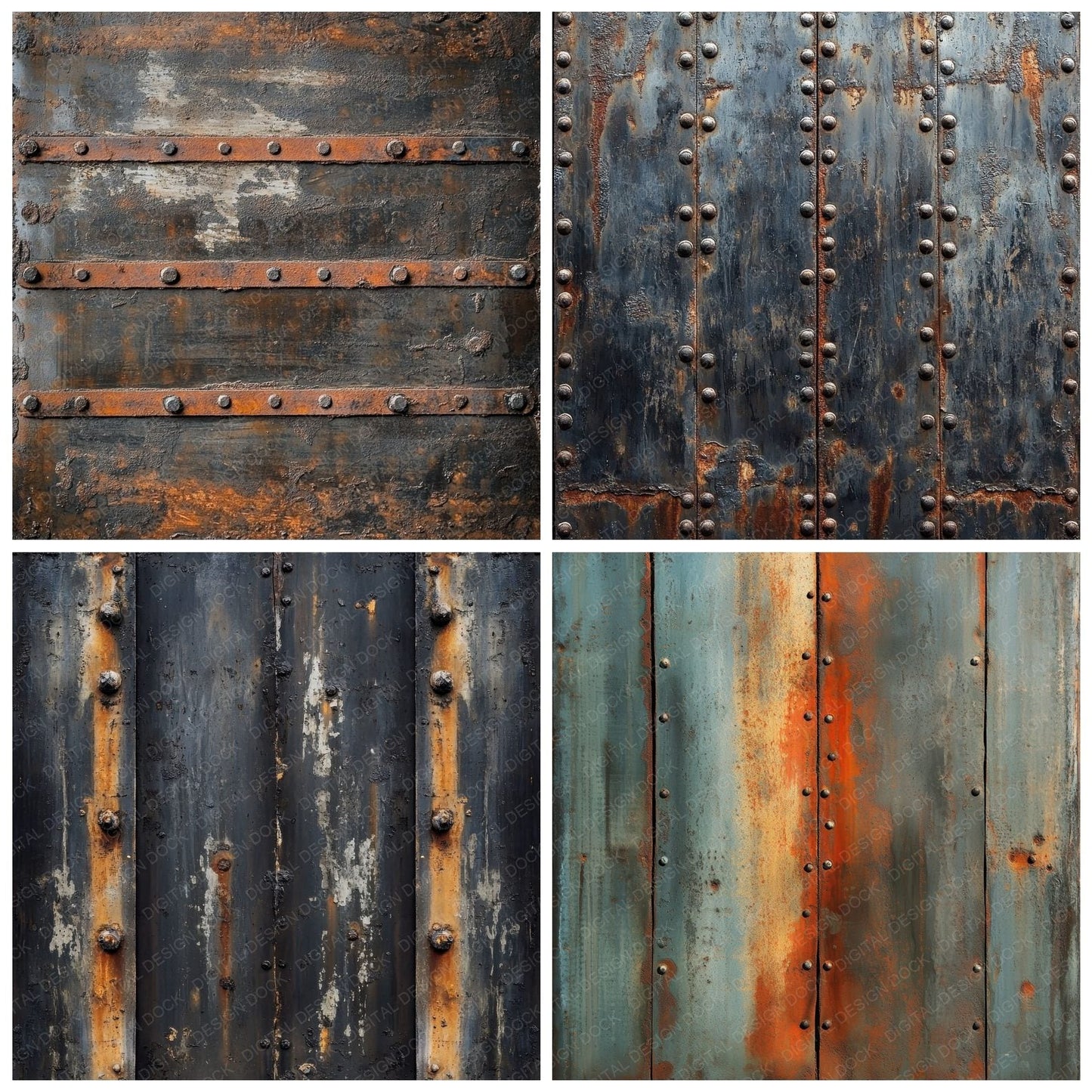 Scratched Metal Panels Background Digital Paper Pack (DDD003418)