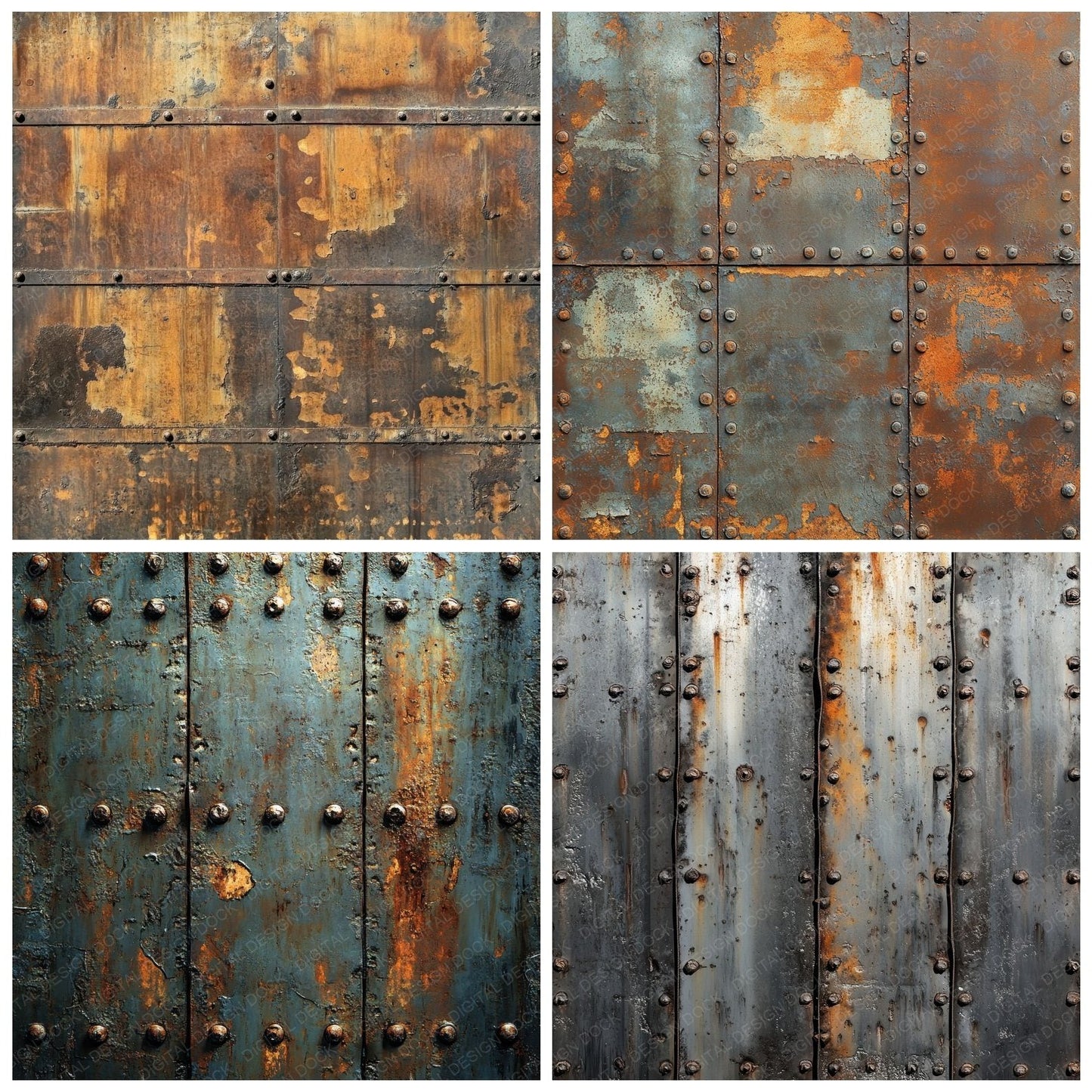 Scratched Metal Panels Background Digital Paper Pack (DDD003418)