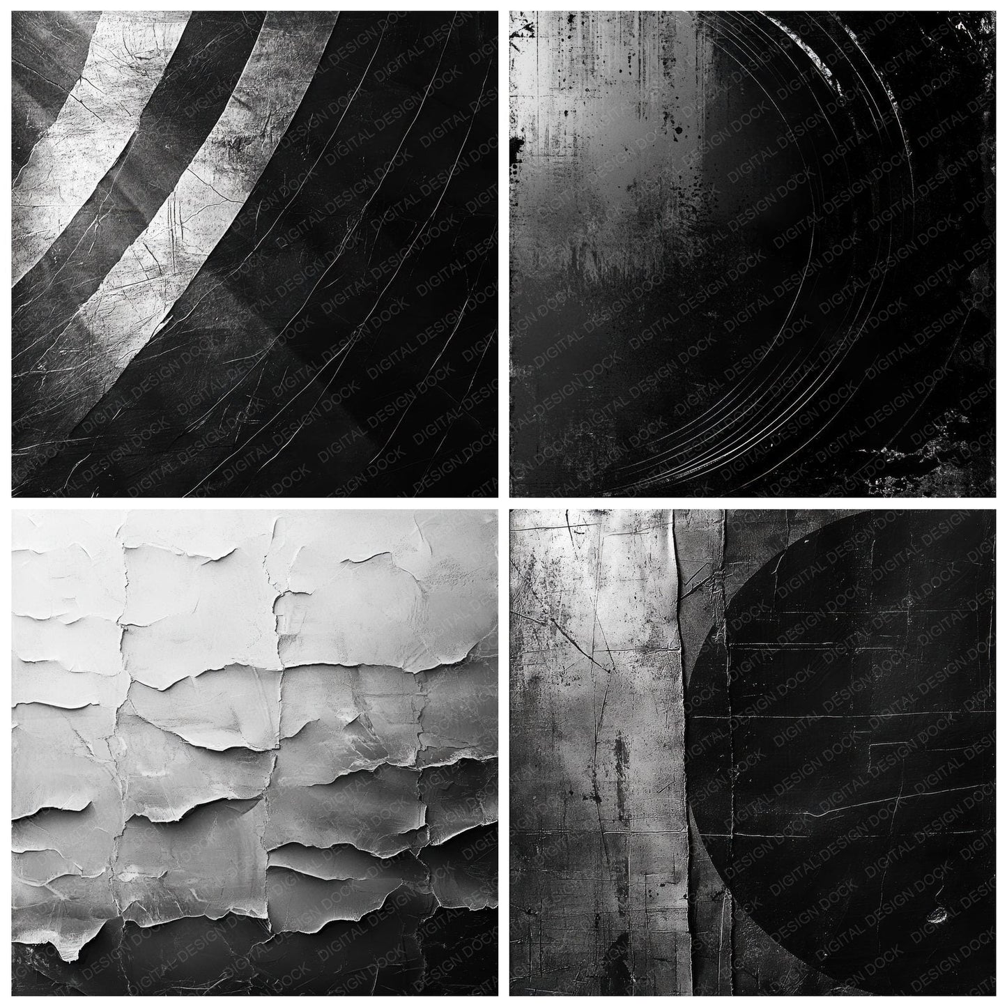 Scratched Mono Vignette Digital Paper Pack (DDD003419)