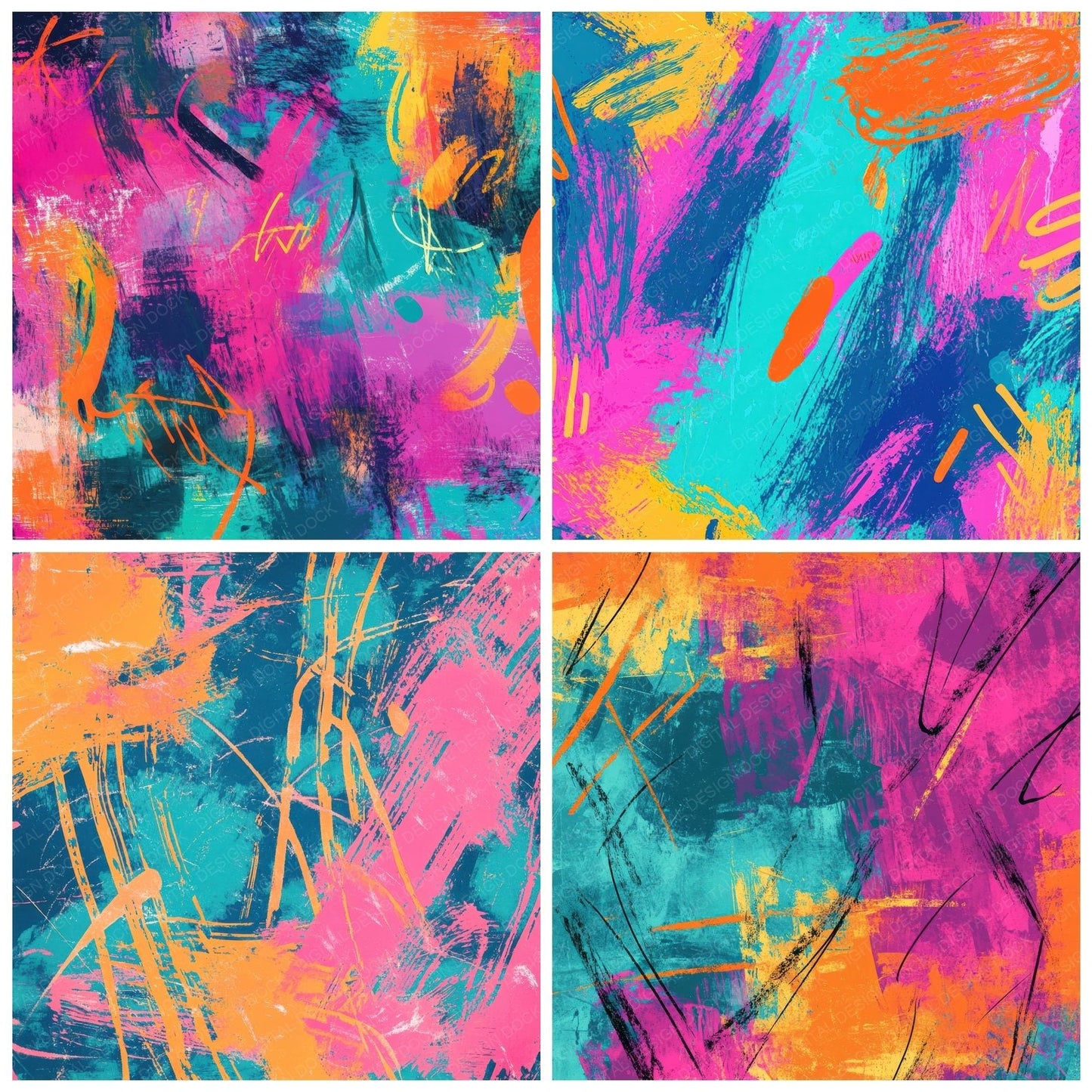 Scribble Neon Marker Digital Paper Pack (DDD003422)