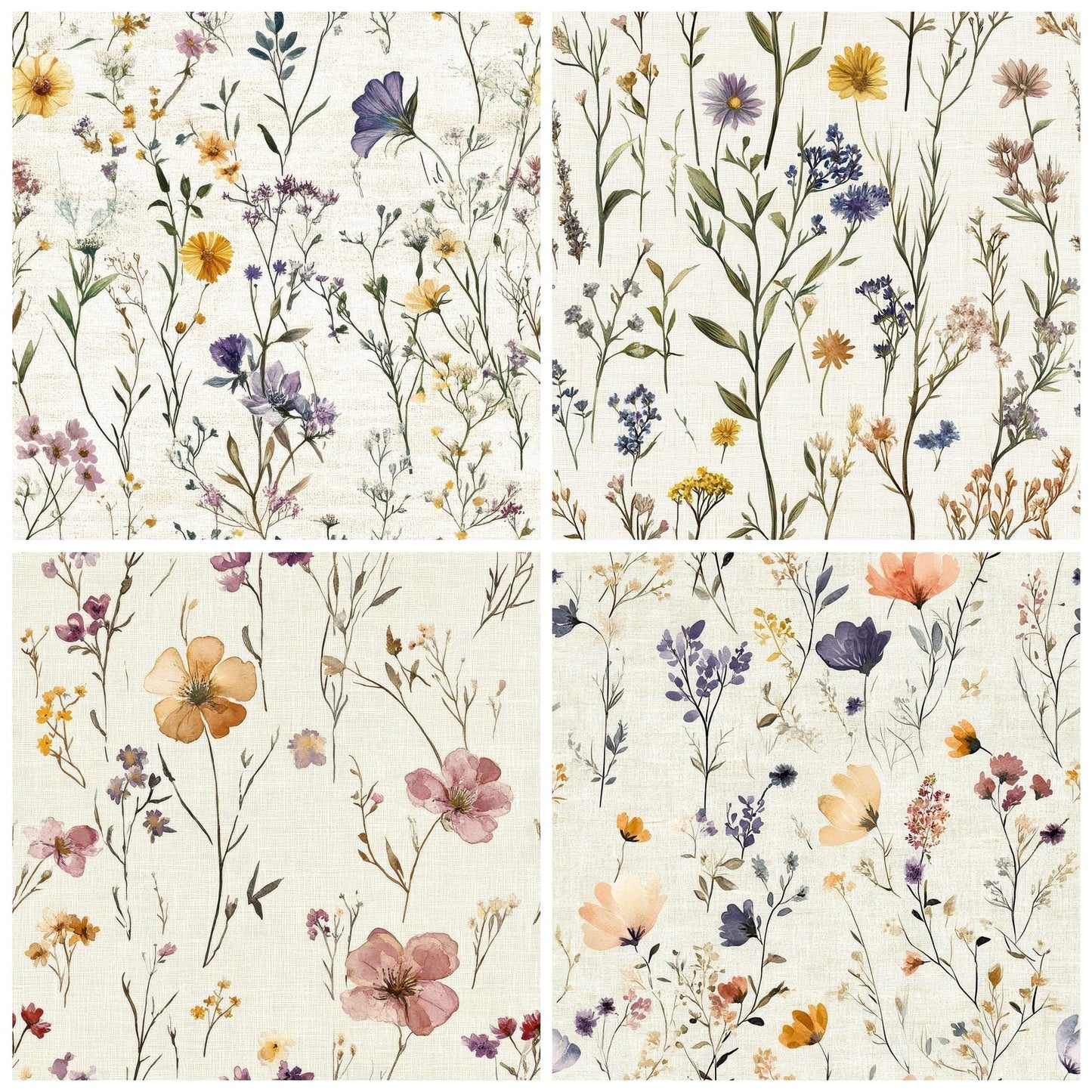 Seamless Wildflower Sketch Paper Digital Paper Pack (DDD003440)