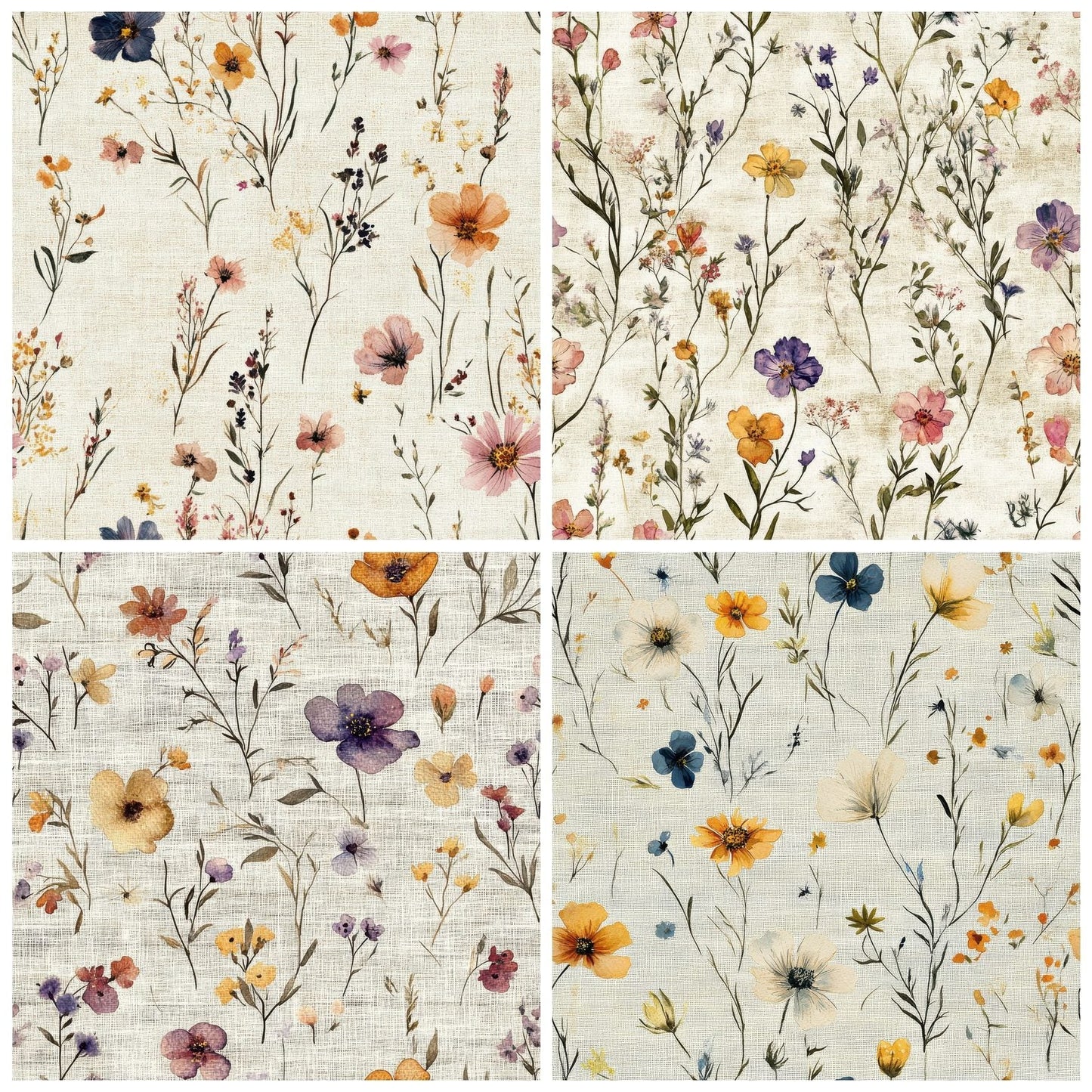 Seamless Wildflower Sketch Paper Digital Paper Pack (DDD003440)