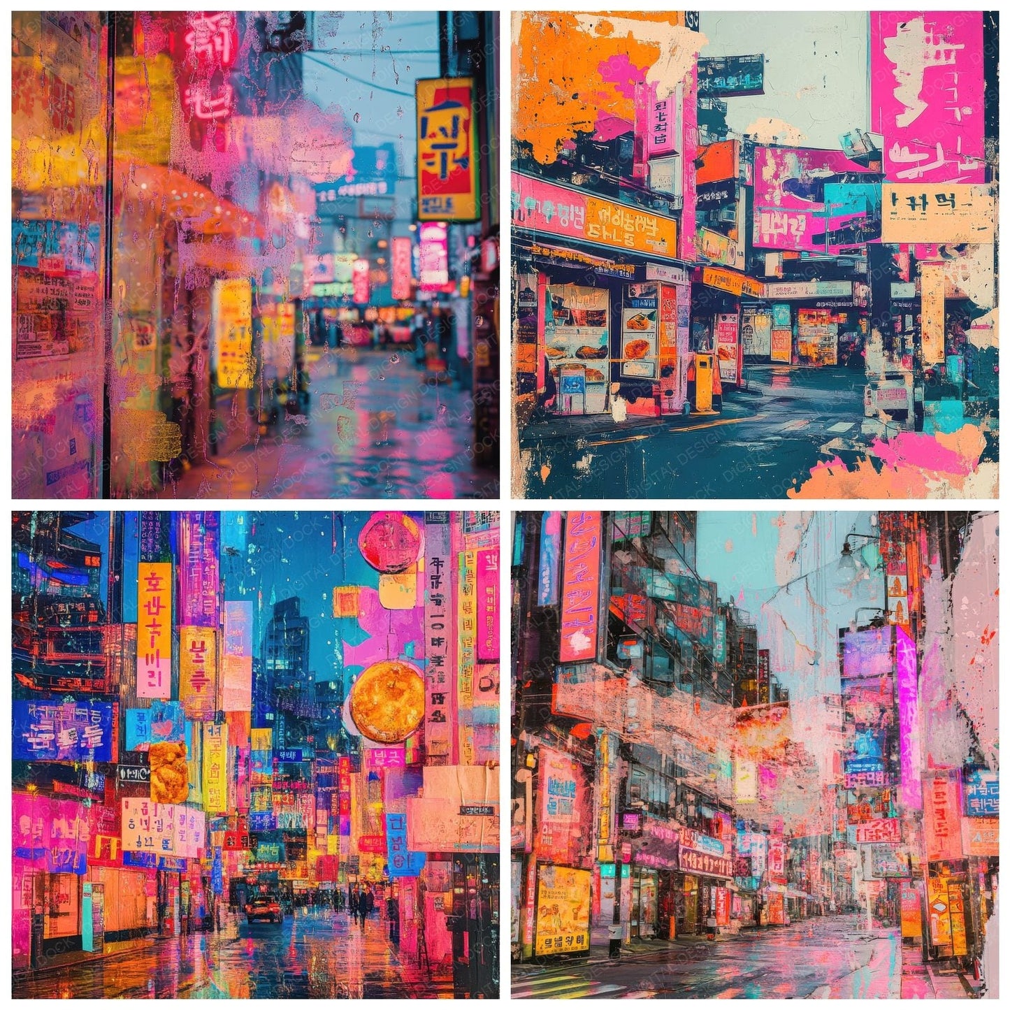 Seoul Neon Flyers Digital Paper Pack (DDD003445)