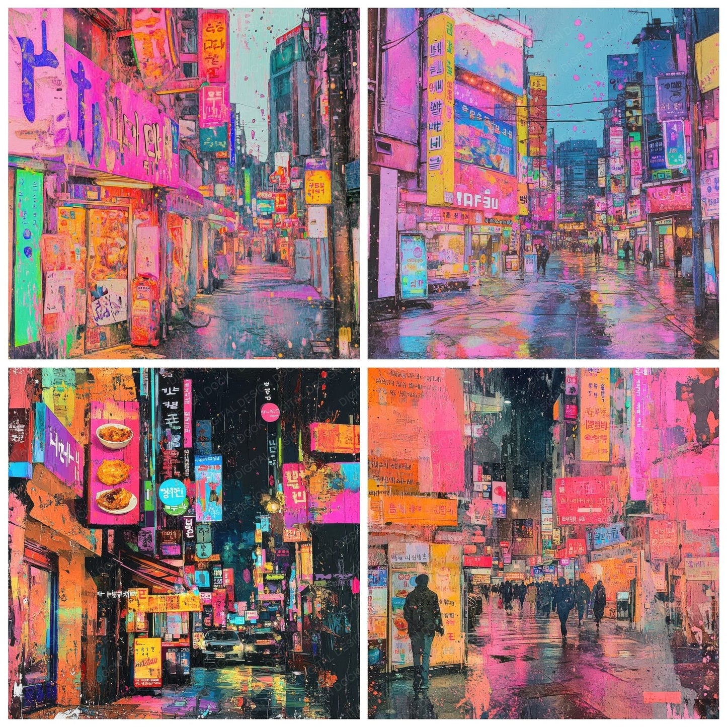 Seoul Neon Flyers Digital Paper Pack (DDD003445)
