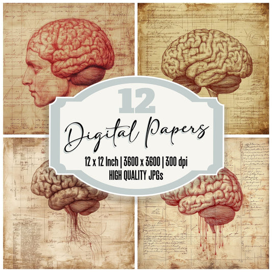 Sepia Cortex Script Digital Paper Pack (DDD003448)