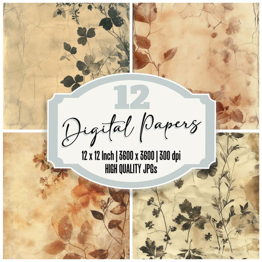 Sepia Floral Negative Digital Paper Pack (DDD003452)