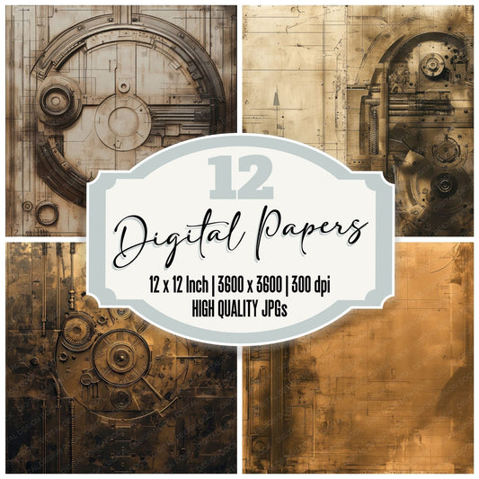Sepia Gear Panel Digital Paper Pack (DDD003453)