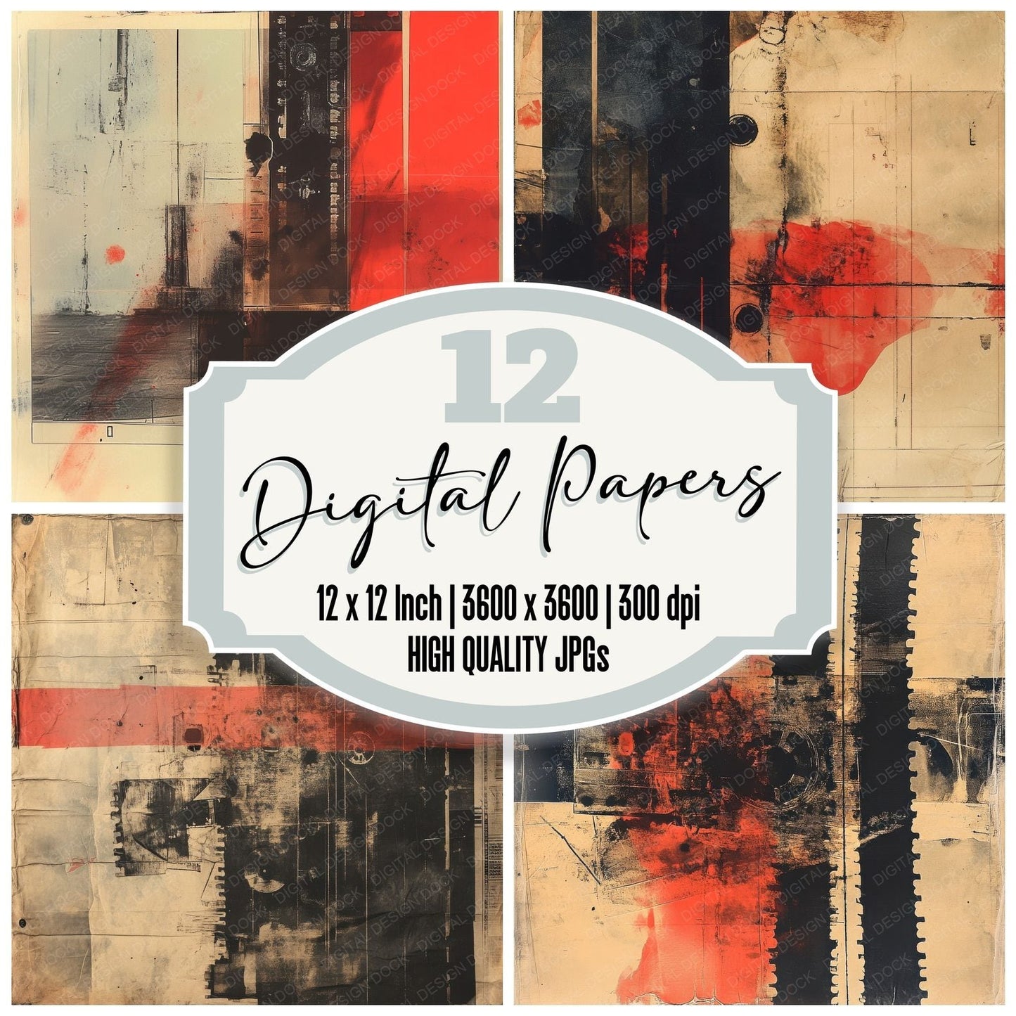 Sepia Tape Stamp Digital Paper Pack (DDD003455)