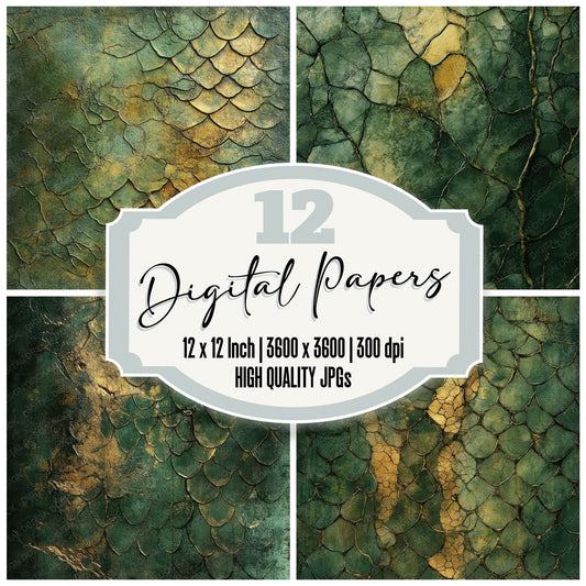 Serpent Moss Gold Digital Paper Pack (DDD003458)
