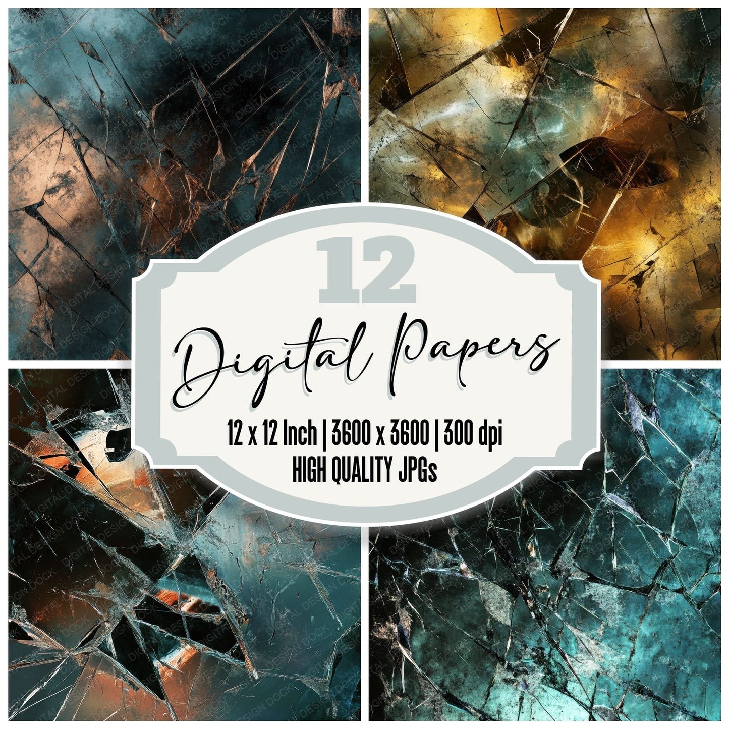 Shattered Glass Metal Digital Paper Pack (DDD003466)