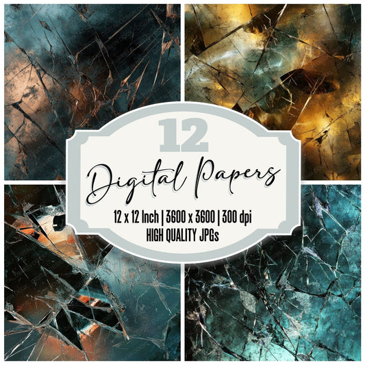 Shattered Glass Metal Digital Paper Pack (DDD003466)